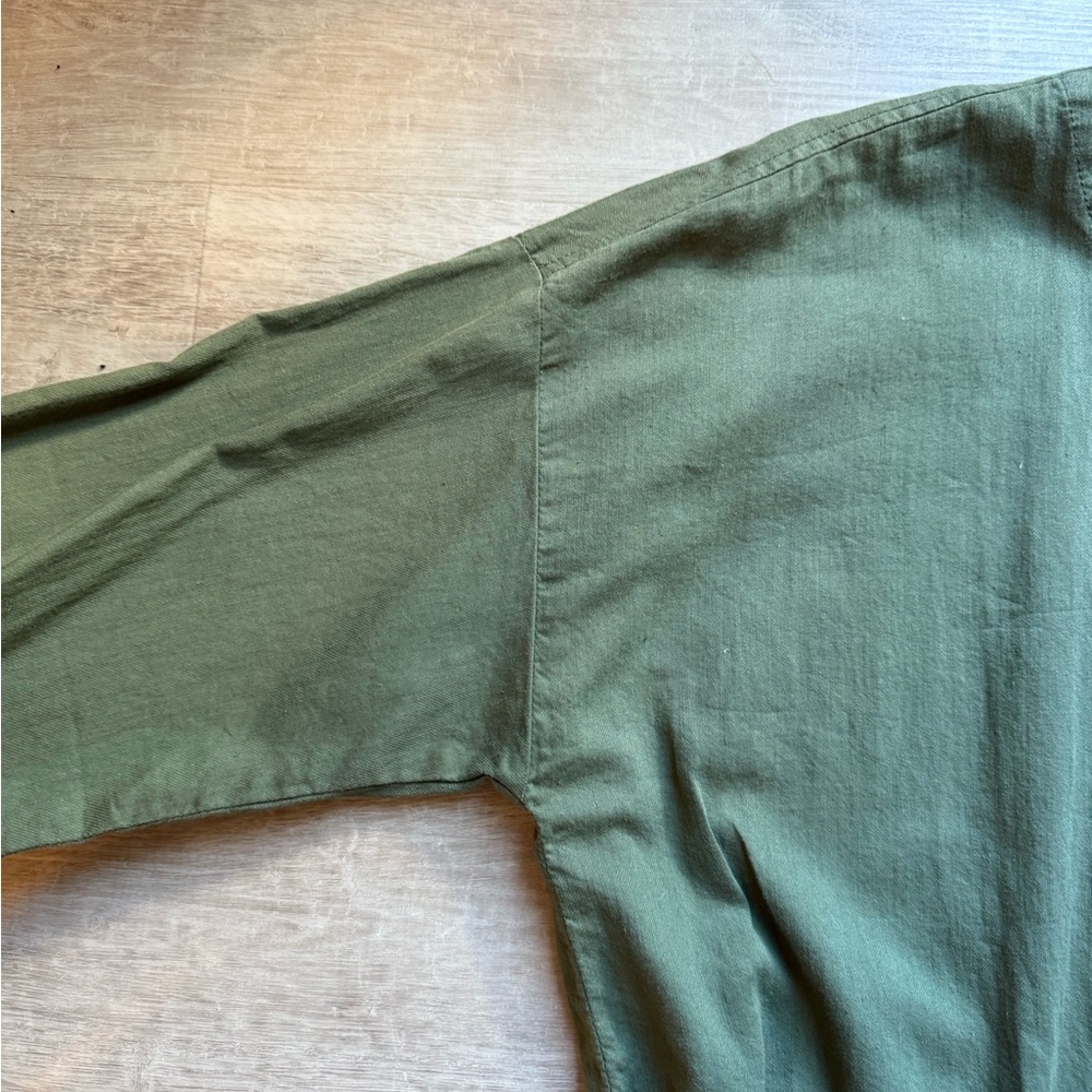 Eileen Fisher Nori Organic Cotton Twill Drawstring Jacket Size L In Olive Green - Picture 5 of 9